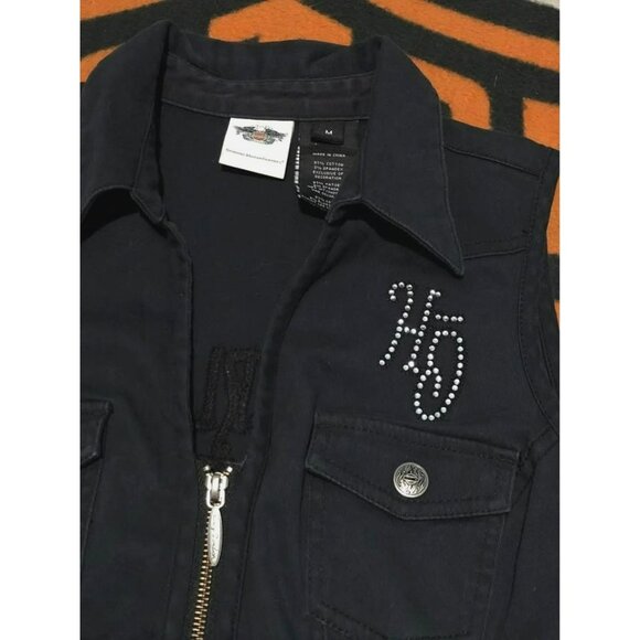 Harley-Davidson Zipper Shirt Medium Women, Rhinestone, Great Embroidery - Picture 5 of 7
